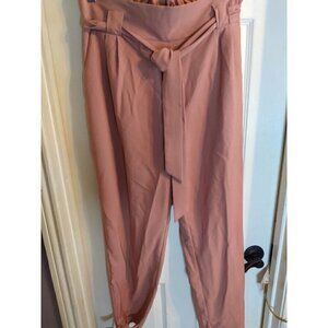 Grace Karen Pants Blush/ Pink Paperbag Waist Cropped Tie Ankles Belt Sz XL
